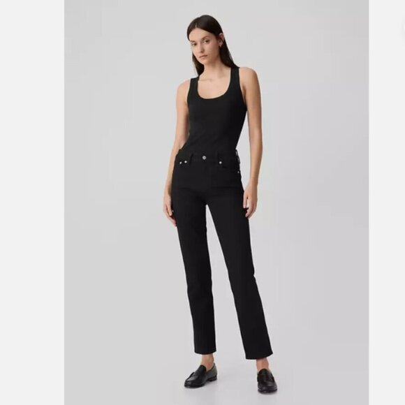 GAP Mid Rise Classic Straight Black Wash Jeans Size 10/30 SHORT - RT$80 #447128 - Picture 3 of 14